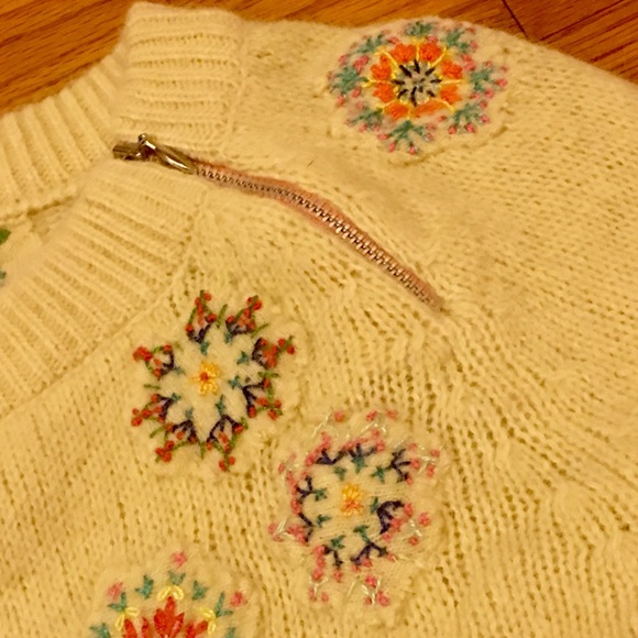 Free People 3/4 Sleeve Embroidered Sweater - Picture 6 of 7